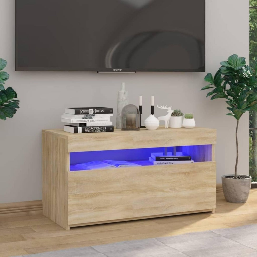 Meuble TV avec eclairage LED marron 75 x 35 x 40 cm