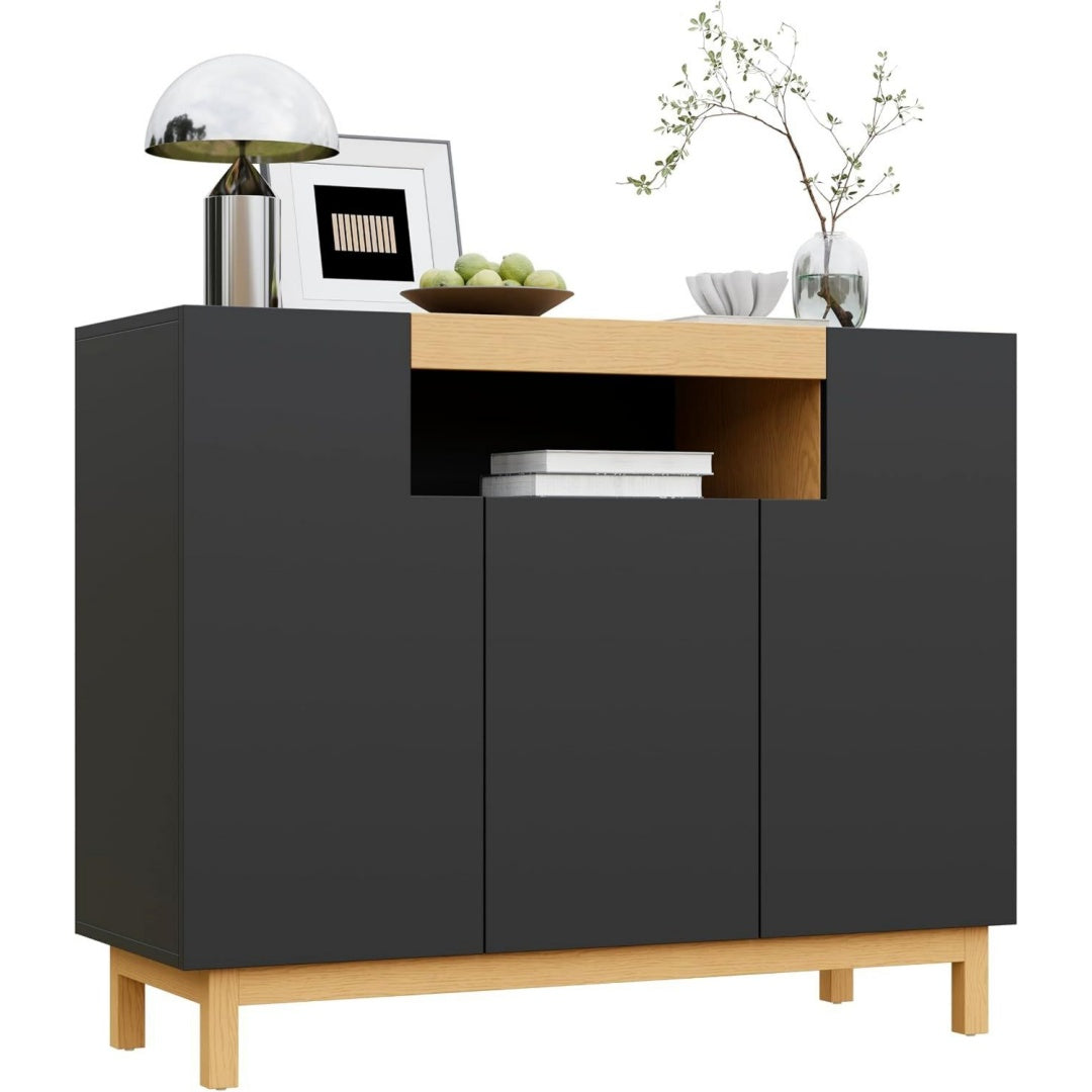 Buffet gris fonce, rangement elegant