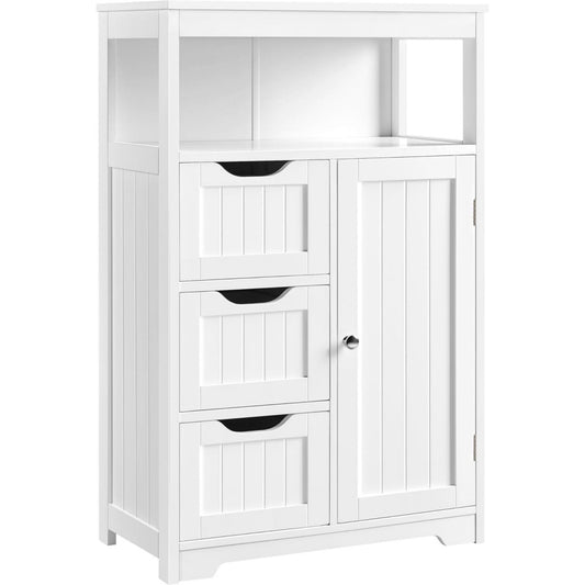 Meuble sur pied gris clair en verre, style moderne, rangement spacieux