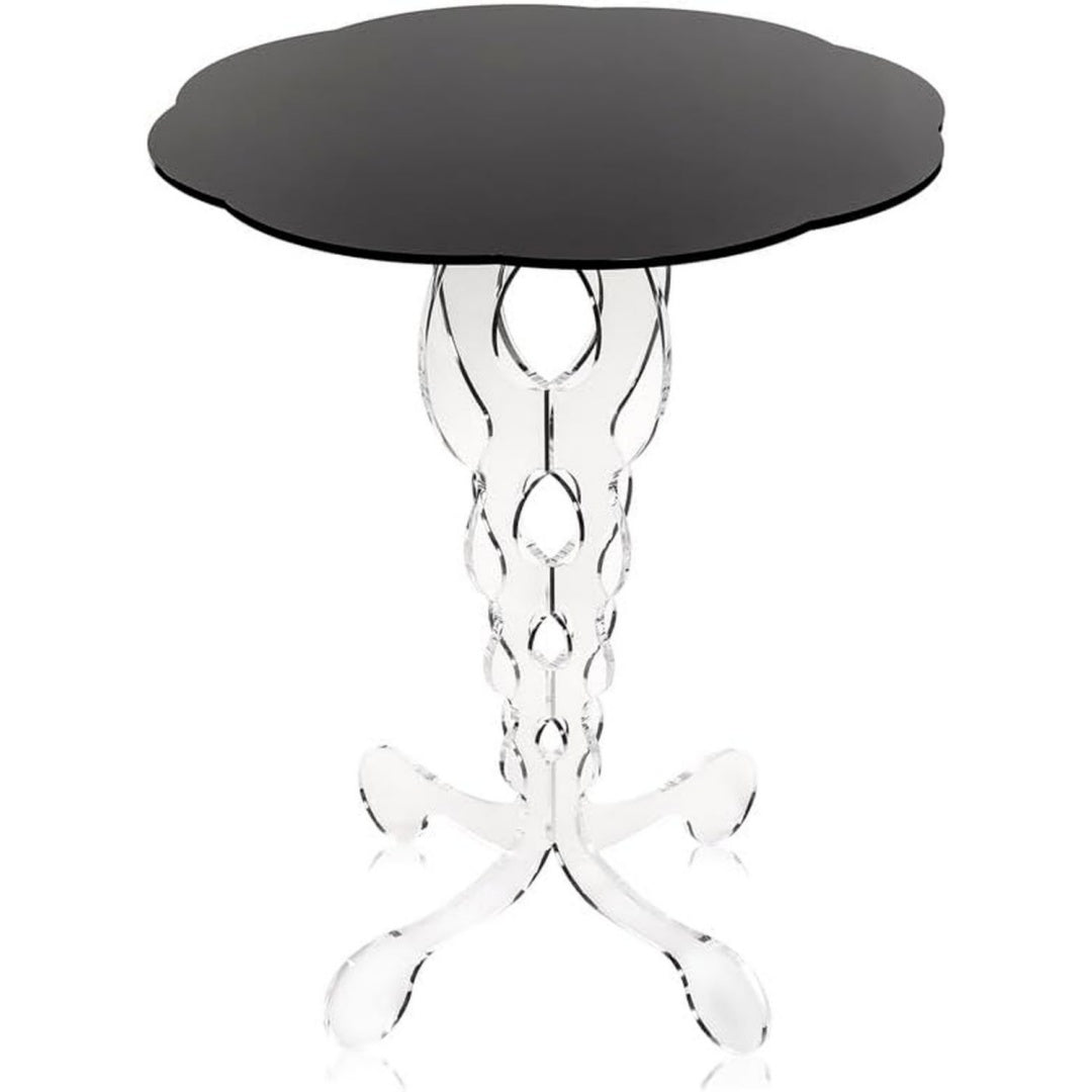 Table basse gris en cristal et acrylique