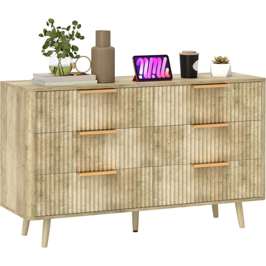 Marron chiffonnier en bois, 6 tiroirs