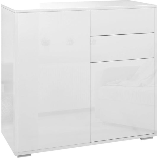Vaisselier haut gris clair 2 tiroirs style scandinave pratique