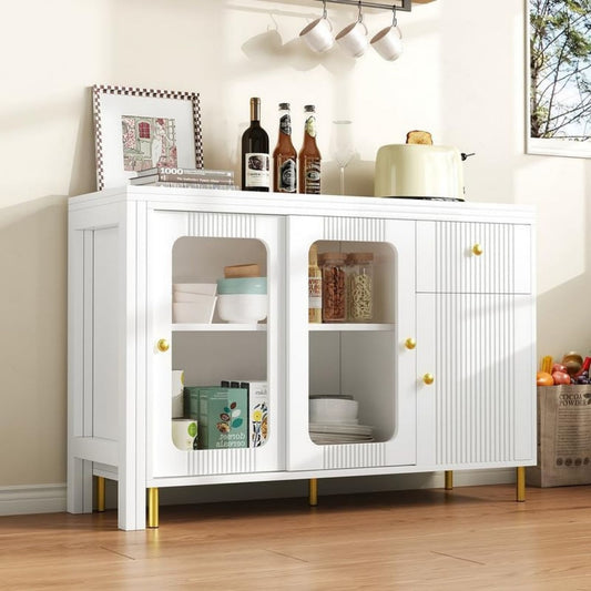 Buffet en metal et verre pour la salle a manger