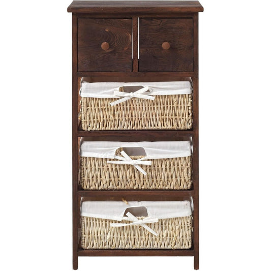 Chiffonnier rangement marron 5 tiroirs scandinave