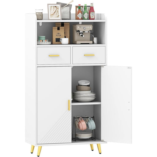 Buffet d'appoint gris clair en acier 60 x 30 x 113 cm