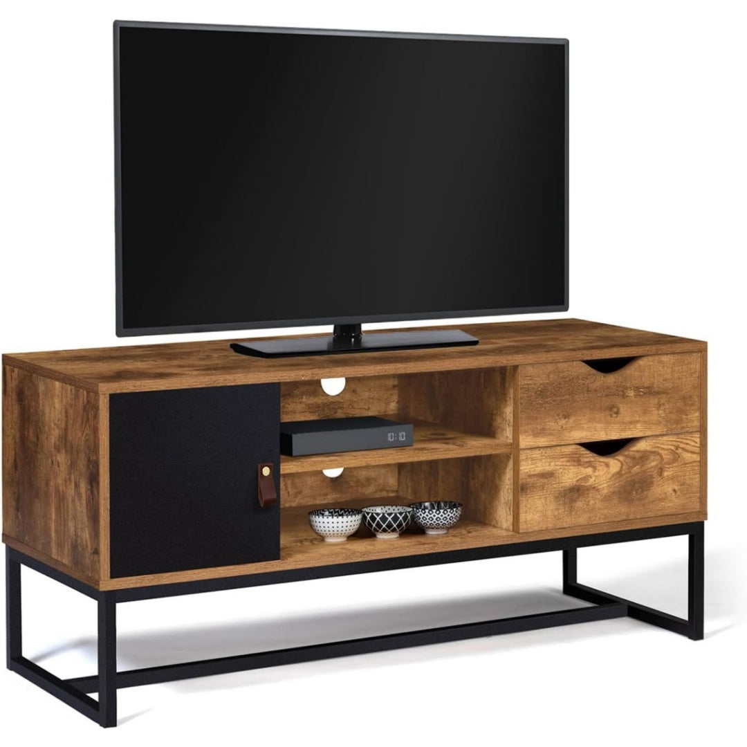 Console TV noir en bois, metal, style industriel