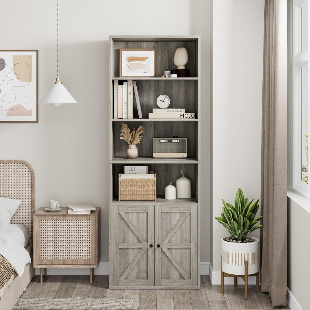 Fonctionnel, placard de rangement gris en bois
