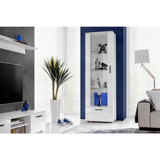 Presentoir vitre gris clair de chambre en bois style moderne
