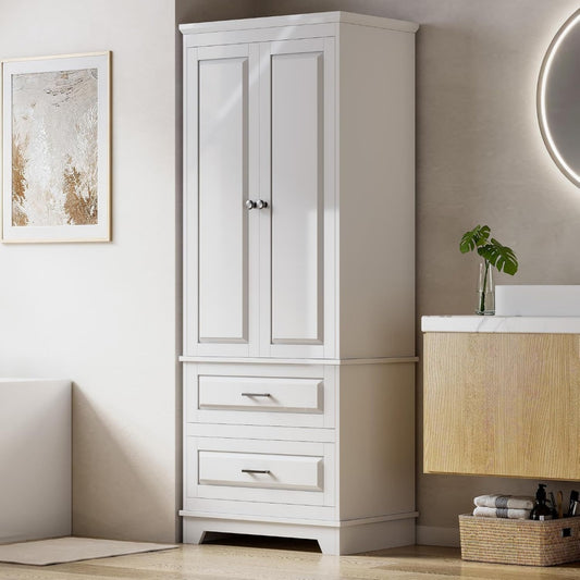 Meuble colonne gris clair, rangement pratique, design scandinave