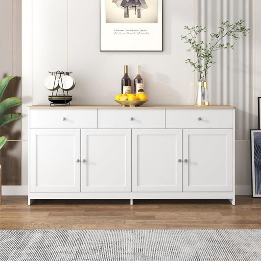 Buffet a 4 portes gris clair 160 x 37 x 75 cm