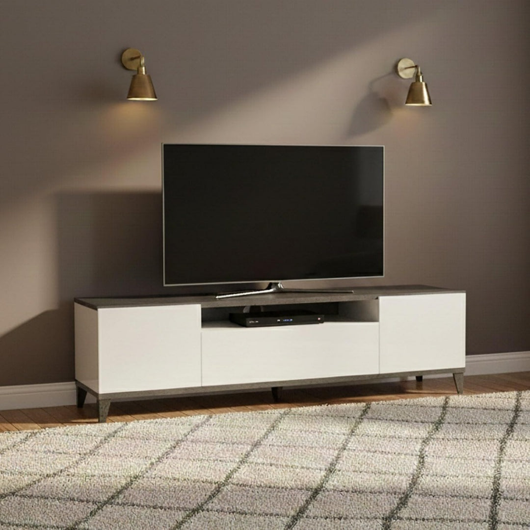 Meuble TV robuste structure metallique marron