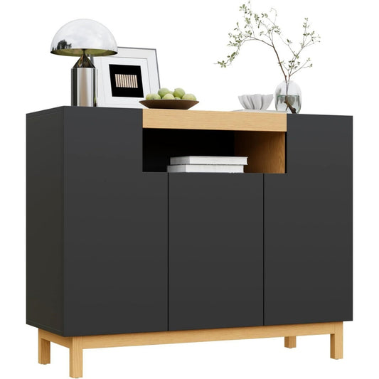 Buffet gris fonce, rangement elegant