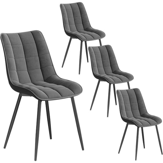 Style scandinave, chaise de salle a manger gris fonce, velours