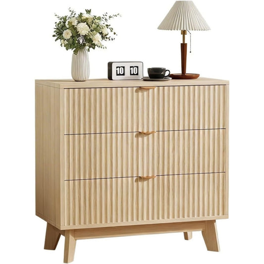 Armoire de rangement beige 3 tiroirs scandinave