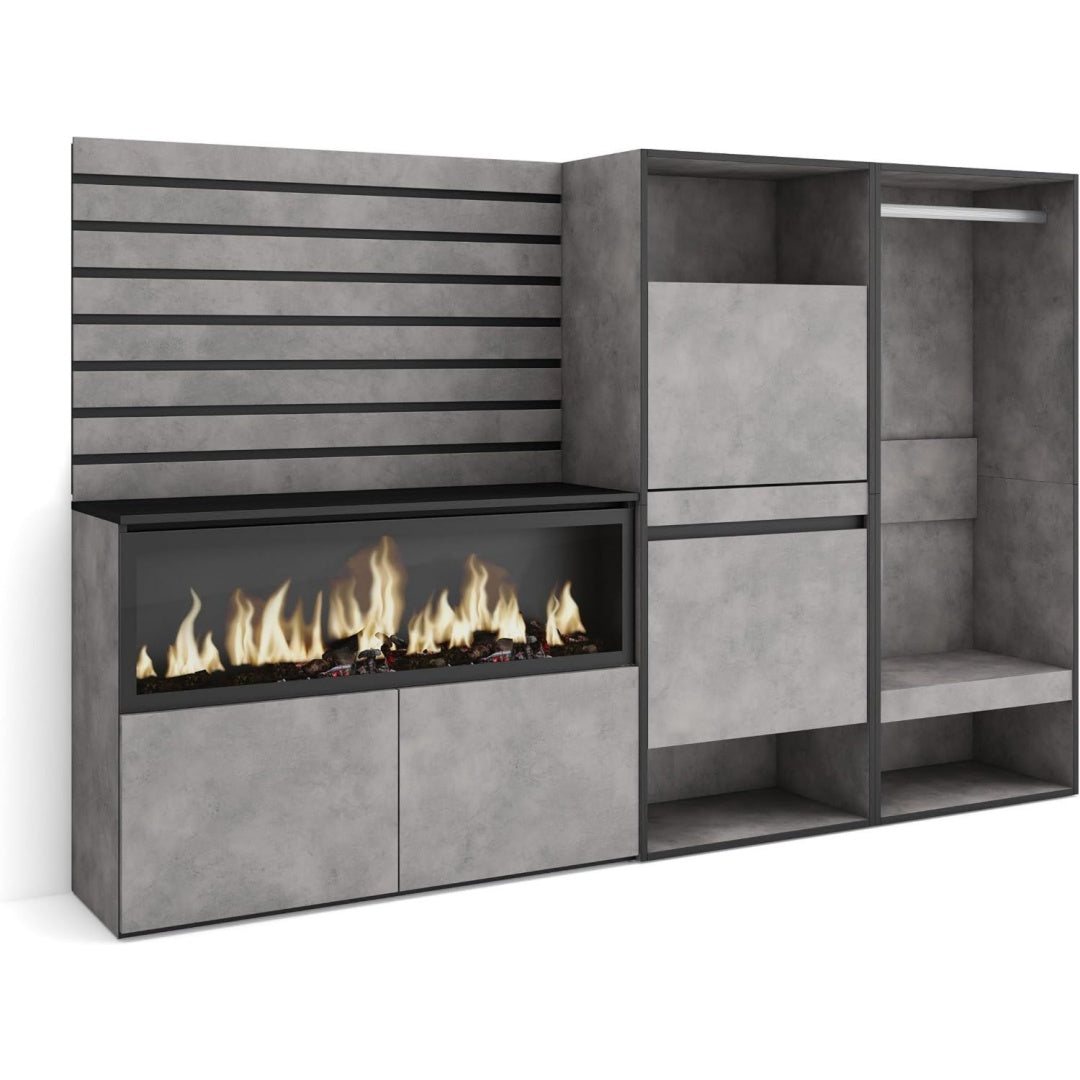 Grande chambre a coucher gris fonce