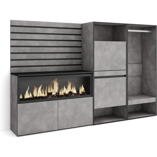 Grande chambre a coucher gris fonce