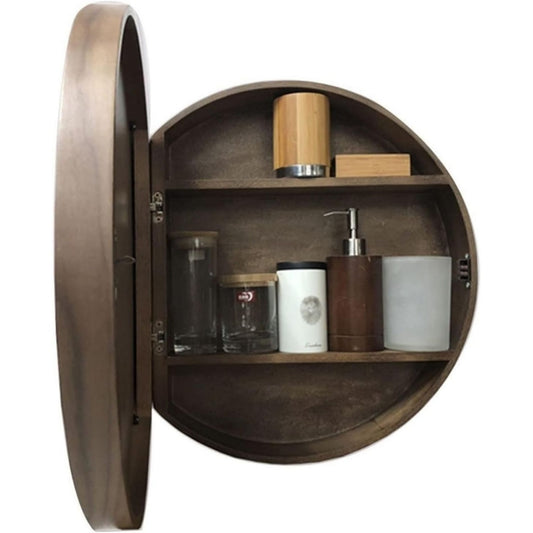 Rangement, miroir armoire marron en bois