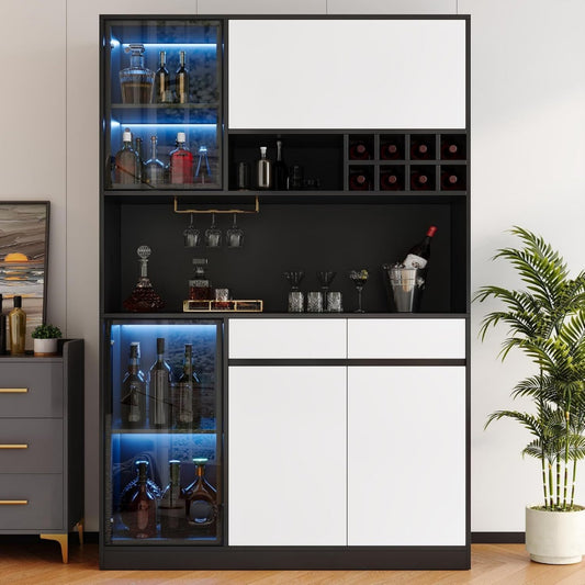 Buffet gris avec eclairage LED pour le salon
